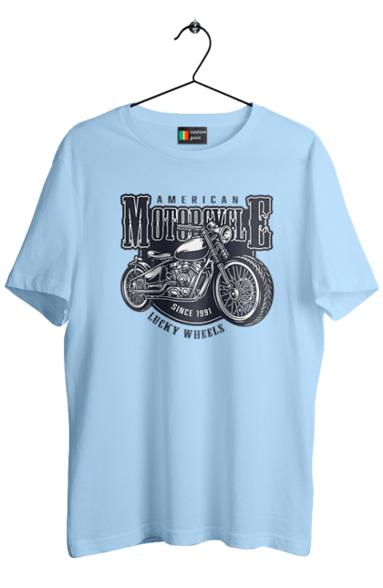 Men`s t-shirt with prints Cool vintage motorcycle. America, good, male, motorcycle, motorcycles, retro, stylish, stylishly, vintage, vintage. 2070702