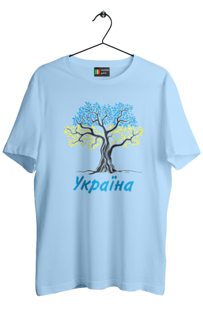 Men`s t-shirt with prints Blue yellow tree Ukraine. Blue yellow tree, symbol of ukraine, ukraine, ukrainian symbols, ukrainian tree. 2070702