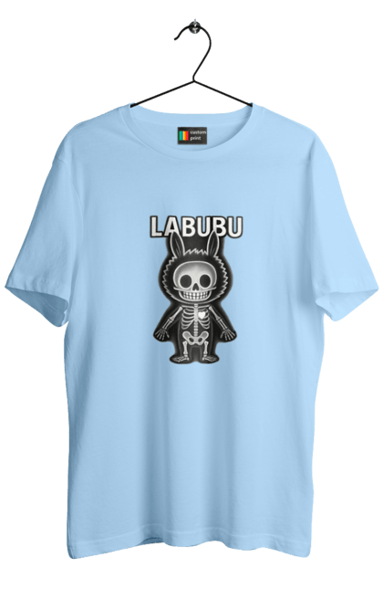 Футболка чоловіча з принтом "Лабубу". Анатомія, кістки, лабубу, миложутко, мінімалізм, рентген, серце` що світиться, скелет, череп, чорнобіле. 2070702