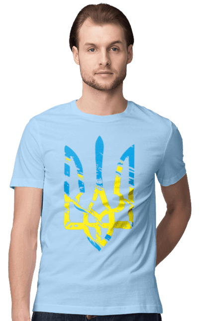Men`s t-shirt with prints With Coat of Arms. Coat of arms, patriotic, trident, with a trident. 2070702