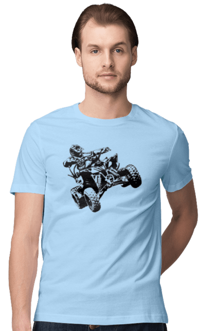 Men`s t-shirt with prints Man On Atv Black. Atv, extreme, race. 2070702