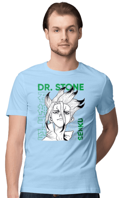 Футболка мужская с принтом Dr. Stone Сэнку. Dr. stone, ishigami, senku, senku ishigami, аниме, доктор стоун, исигами, исигами сэнку, манга, сэнку. 2070702