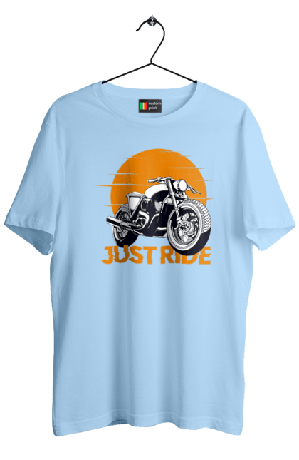 Футболка чоловіча з принтом "Мотоцикл, Просто Їдь". Дорога, їзда, мотоцикл. 2070702