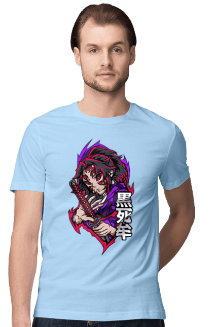 Men's t-shirt with prints Demon Slayer Kokushibo. Anime, demon slayer, eternal paradise faith, kimetsu no yaiba, kokushibo, manga, nezuko, twelve kizuki, upper rank six. 2070702