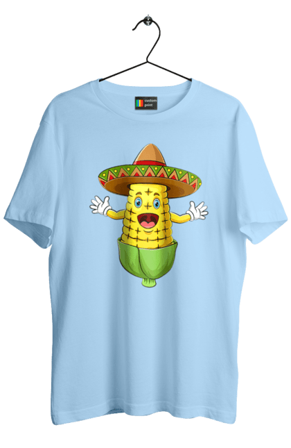 Футболка чоловіча з принтом "Кукурудза Сомбреро". Їжа, кукурудза, сомбреро. 2070702