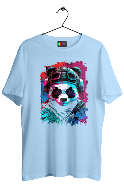 Футболка чоловіча з принтом "Панда в VR шолом". Віртуальна реальність, гік, панда, персонаж, шолом. 2070702