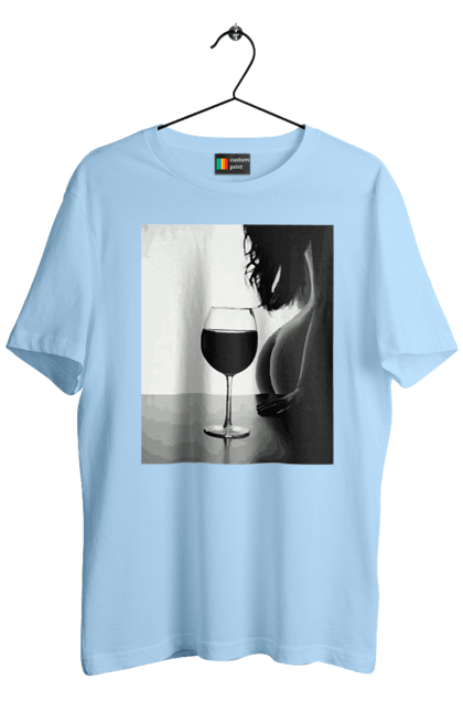 Футболка чоловіча з принтом "Келих вина". Вино у келиху, грація, знову п`ятниця, очікування, тіло жінки, форми жіночого тіла. 2070702