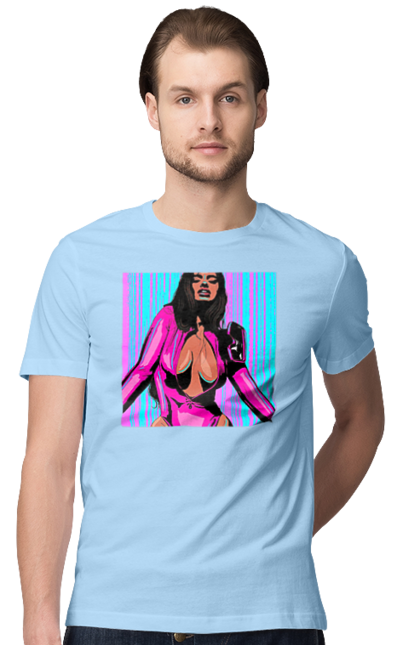 Футболка чоловіча з принтом "Дівчина З Глибоким Декольте". Гола, дівчина, сиськи. 2070702