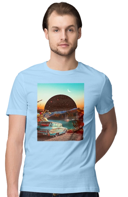 Картина, машина у речки