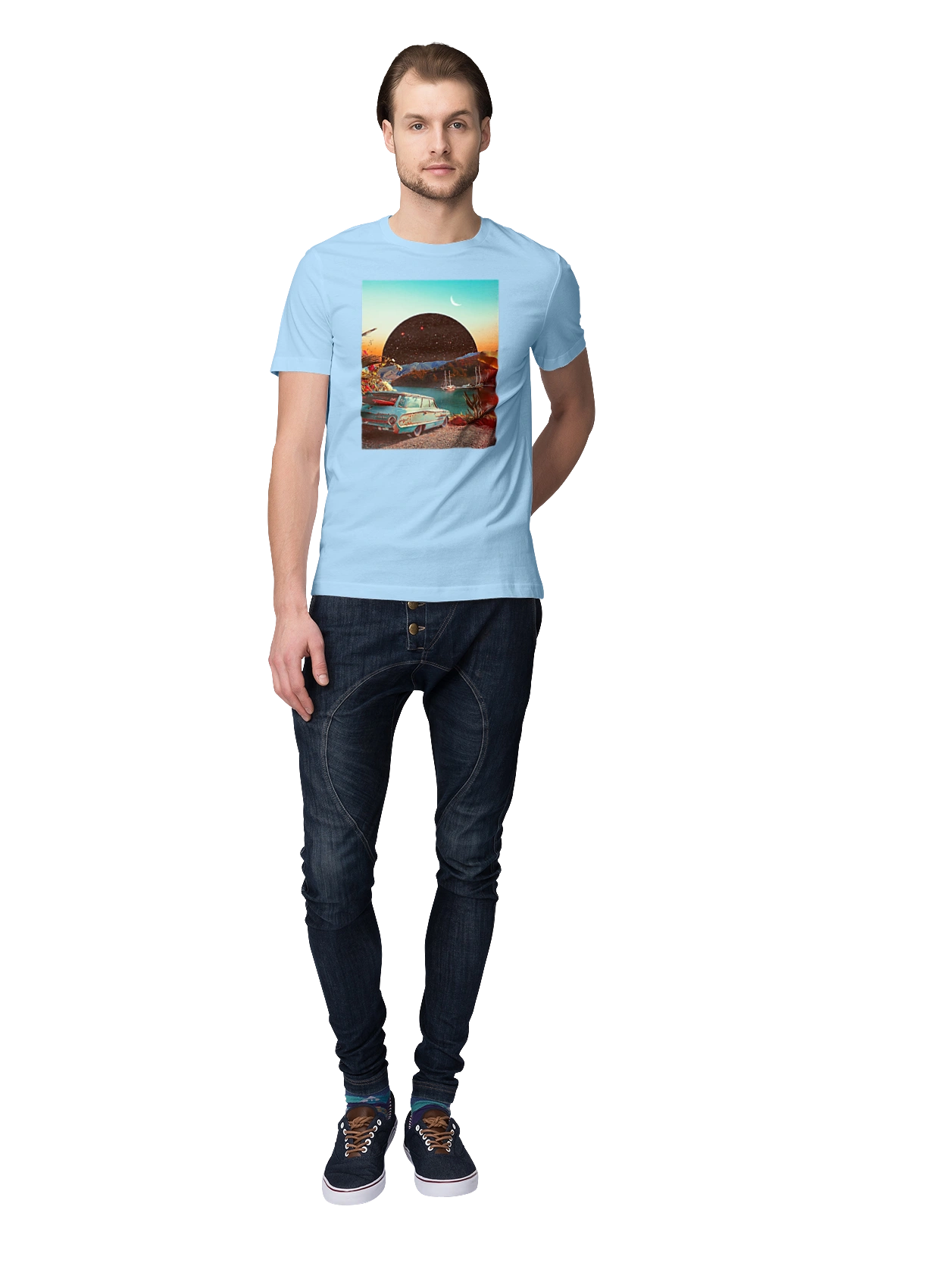 Картина, машина у речки