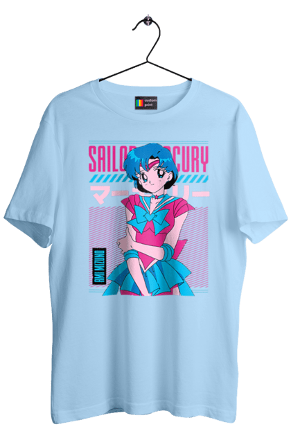 Футболка мужская с принтом Сейлор Мун Меркурий. Ami mizuno, sailor mercury, sailor moon, ами мидзуно, аниме, драма, махо-сёдзё, сейлор мун, сериал\. 2070702