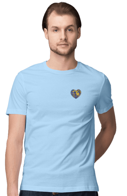 Men`s t-shirt with prints Hearts of the unbreakable. Dark blue, heart, symbolics, ukraine, unbreakable. 2070702