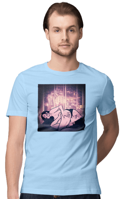 Футболка чоловіча з принтом "Дорослі Ігри На Тлі Міста". Гола, кохання, лизати, трусики. 2070702