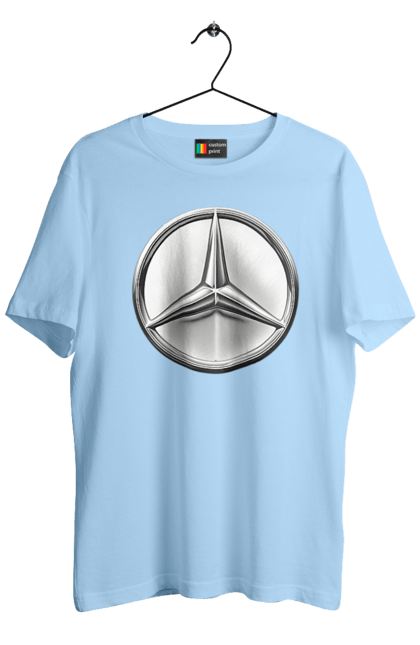 Футболка чоловіча з принтом "Mercedes Benz Лого Металік". Авто, автомобіль, логотип мерседес, машини, мерс, мерседес. 2070702