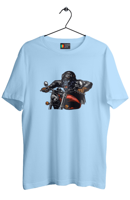 Футболка чоловіча з принтом "Горила На Мопеді". Горила, мопед, швидкість. 2070702