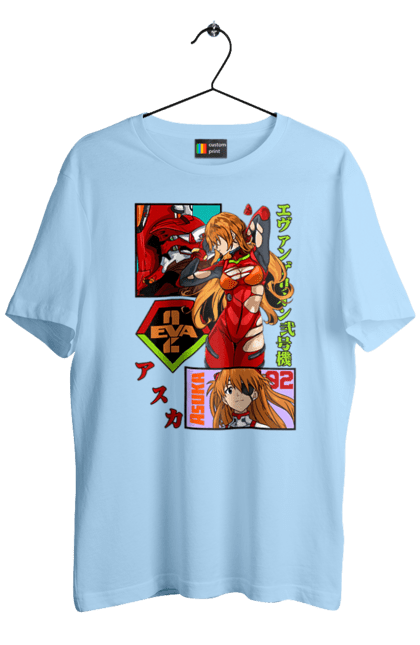 Men's t-shirt with prints Evangelion Asuka. Anime, asuka, asuka langley sorry, eva 02, evangelion, eve, kaoru, manga, ray, shinji. 2070702