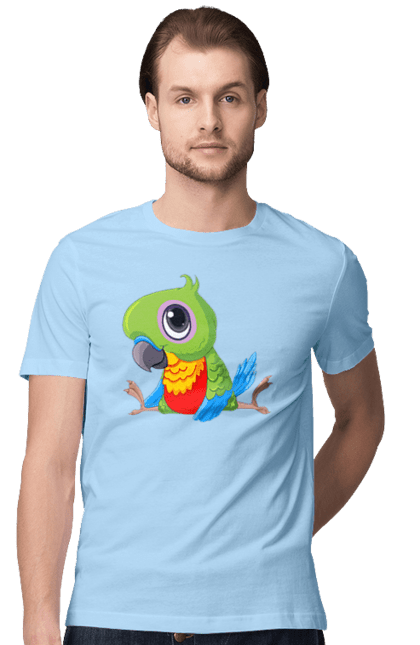 Men`s t-shirt with prints Lovebird. Nicely, parrot. 2070702