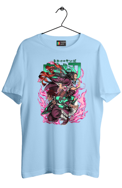 Men's t-shirt with prints Demon Slayer Tanjiro. Anime, demon slayer, kamado tanjiro, manga, tanjiro. 2070702