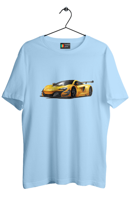 Футболка мужская с принтом Спорткар. Автомобиль, желтый автомобиль, желтый спорткар, спорт, спорткар. 2070702