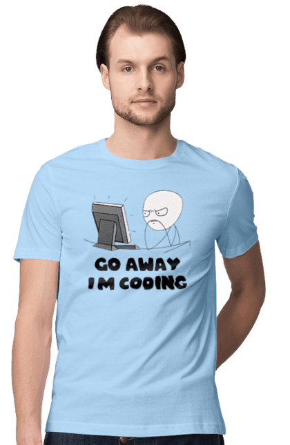 Футболка чоловіча з принтом "Іди Я кодую". Айті, айтішник, для айтішника, для програміста, йди я кодую, майстер коду, подарунок айтішнику, подарунок програмісту, програміст, розробник. 2070702