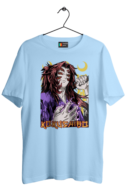 Men's t-shirt with prints Demon Slayer Kokushibo. Anime, demon slayer, eternal paradise faith, kimetsu no yaiba, kokushibo, manga, nezuko, twelve kizuki, upper rank six. 2070702