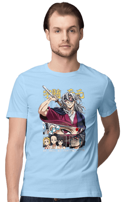 Men's t-shirt with prints Demon Slayer Tengen. Anime, demon slayer, kimetsu no yaiba, manga, serial, tengen, tengen uzui, uzui. 2070702