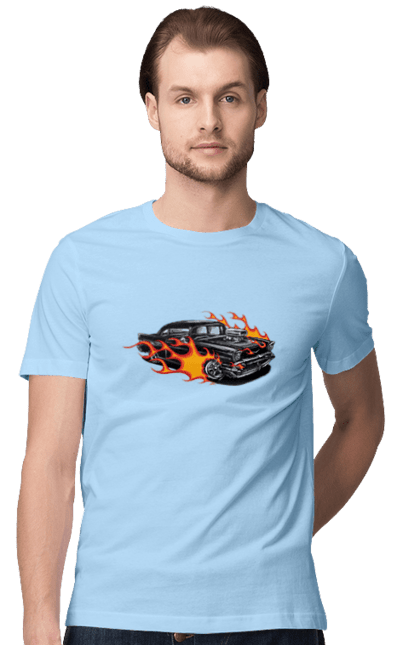 Футболка чоловіча з принтом "Машина Вогонь". Автомобіль, вогонь, машина. 2070702