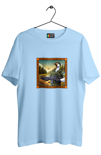 Футболка чоловіча з принтом "Гусячий десант". Біологічна зброя, бойові гуси, військовий гусак, гусячий десант, зброєні сили, прапор, символіка, україна. 2070702