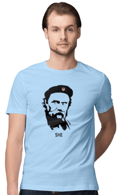 Футболка чоловіча з принтом "Шевченко". Берет, кобзарь, тарас, украина, шевченко. 2070702