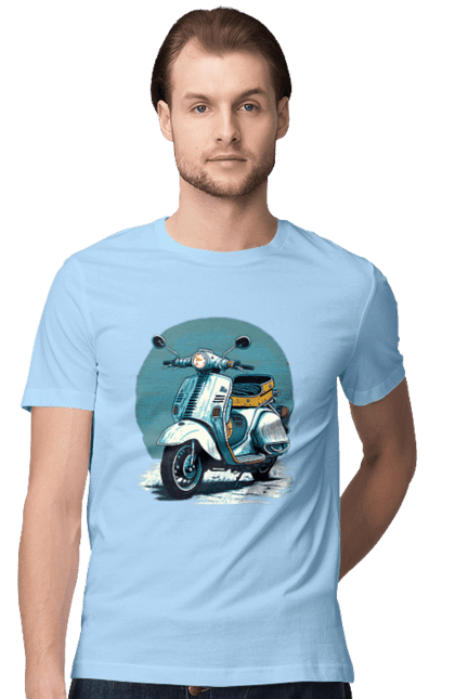 Футболка чоловіча з принтом "Мопед". Відпочинок, літо, мопед, скутер, швидкість. 2070702