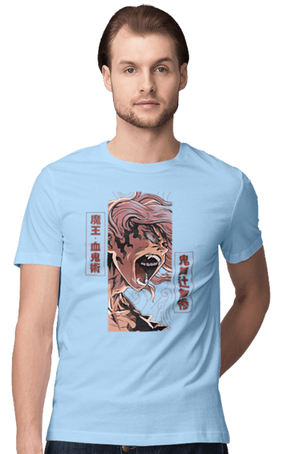 Men's t-shirt with prints Demon Slayer Muzan. Anime, demon slayer, eternal paradise faith, kimetsu no yaiba, manga, muzan, twelve kizuki, upper rank six. 2070702