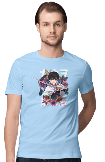 Men's t-shirt with prints Demon Slayer Kanao. Anime, demon slayer, kanao, kimetsu no yaiba, manga, serial, shinobu. 2070702