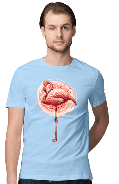 Футболка чоловіча з принтом "Фламінго Арт". Рожеве фламінго, тварина, фламінго. 2070702