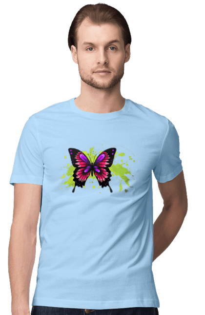 Футболка чоловіча з принтом "Рожевий Метелик". Метелик. 2070702