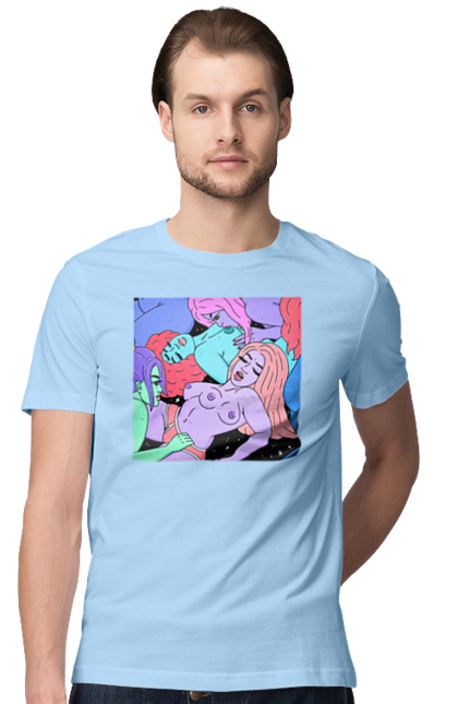 Футболка чоловіча з принтом "Дівчата Інопланетянки". Дівчата, інопланетянки, космос, різнокольорові. 2070702