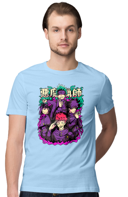 Men's t-shirt with prints Jujutsu Kaisen. Anime, dark fantasy, itadori, jujutsu kaisen, magic battle, manga, mystic, sukuna. 2070702