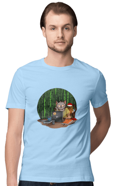 Футболка чоловіча з принтом "Кіт програміст". Angular, c, css, html, it, javascript, jquery, php, python, react, svelt, vue, айтишник, айті, гумор, код, кодувати, прогер, програміст, програмісти, ти ж, ти ж програміст, тиж програміст. 2070702