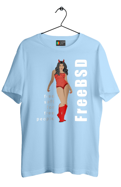 Футболка чоловіча з принтом "Freebsd Для Вільних". Bsd, freebsd, unix, адміністратор, айті, айтішник, безкоштовна, безкоштовно, бестія, білий, вільна, демон, демонесса, дівчина, для дорослих, доступність, еротика, еротична, жінка, незалежність, операційна система, ос, програміст, програмне забезпечення, свобода, сисадмін, система, системний адміністратор, софт, текст, червоний. 2070702