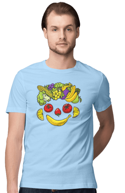Men`s t-shirt with prints Hls Smile. Healthy, smile, vegetable. 2070702