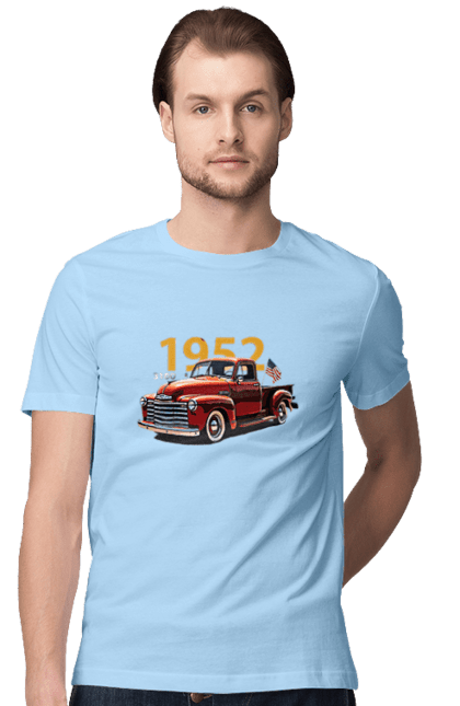 Футболка мужская с принтом Chevrolet 3100. Chevrolet, chevrolet 3100, авто, грузовик, машина, пикап, шевроле. 2070702