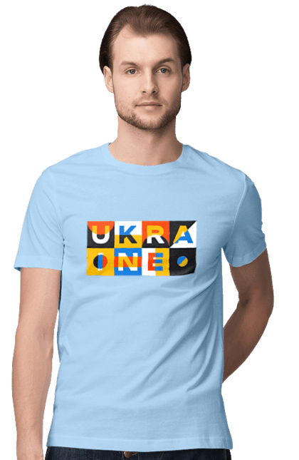 Men`s t-shirt with prints Ukraine. Symbol of ukraine, ukraine, ukrainian inscription, ukrainian text. 2070702