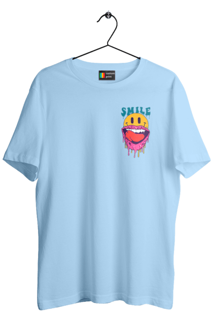 Men`s t-shirt with prints Summer smile. Brutal smiley, computer smile, hot, merry spade, physiognomy, smile, smiley, smiling face. 2070702