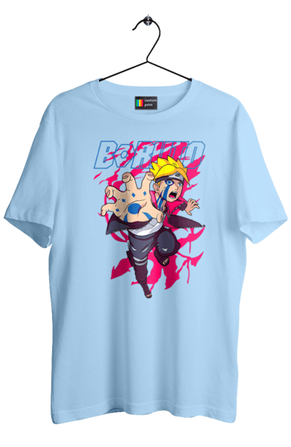 Men's t-shirt with prints Boruto. Anime, boruto, enemies, manga, neon, tv series. 2070702