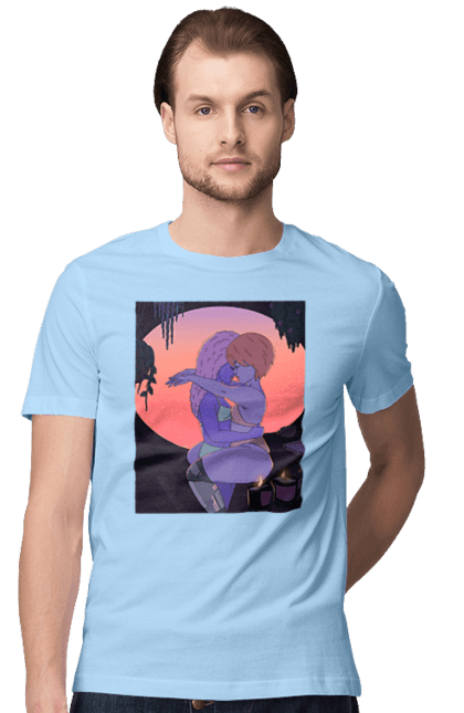 Футболка чоловіча з принтом "Фіолетові Дівчата Обіймаються". Захід, обійми. 2070702