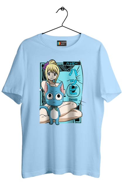 Men's t-shirt with prints Lucy Heartfilia. Anime, fairy tail, happy, lucy, lucy heartfilia, manga. 2070702