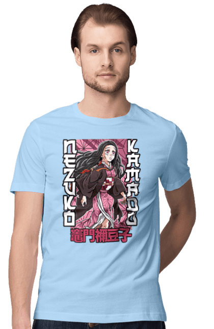 Men's t-shirt with prints Demon Slayer Nezuko. Anime, demon slayer, kimetsu no yaiba, manga, nezuko, serial. 2070702