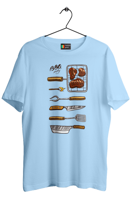 Men`s t-shirt with prints Barbecue Party. B-b-q, fry, meat. 2070702