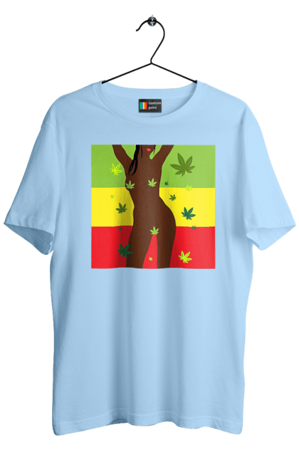 Футболка чоловіча з принтом "Гола Дівчина І Конопля". Гола, конопля, курити, сиськи. 2070702