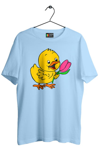 Футболка чоловіча з принтом "Курча З Тюльпаном". Курча, тюльпан. 2070702