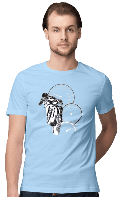 Men`s t-shirt with prints Motorcycle And Speed White. Moto, motorcycle, speed. 2070702